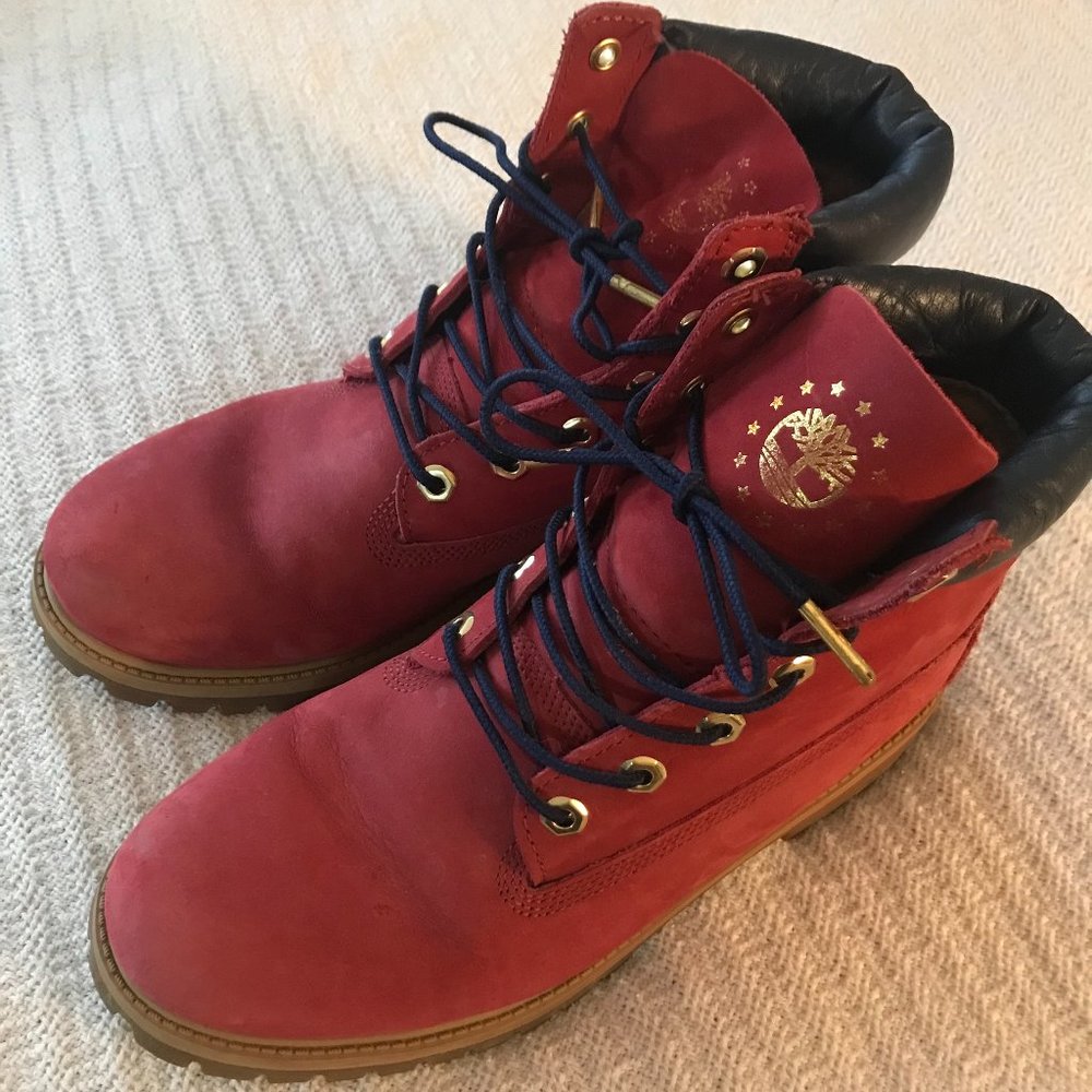 Red Timberland 6" Waterproof Boots